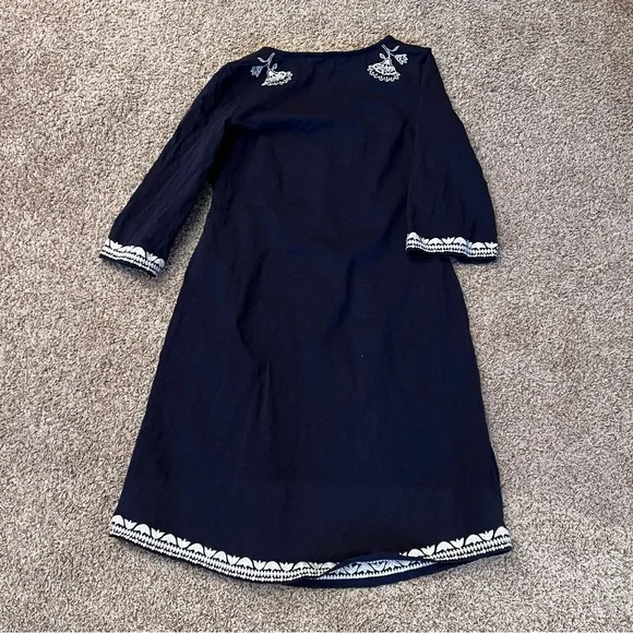 Boden Clemmie Jersey Navy Blue White Embroidered Dress - Picture 9 of 11